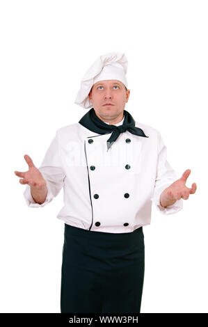 chef looking up isolated on the white background Stock Photo