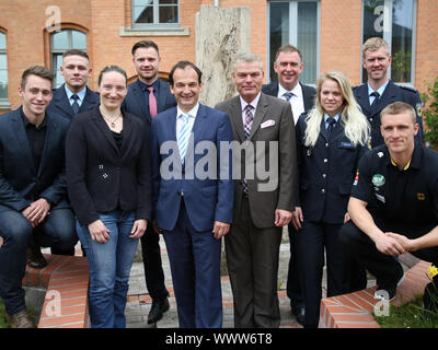Saxony-Anhalt Minister of the Interior Holger Stahlknecht (CDU) and Team Pyeongchang Saxony-Anhalt Stock Photo