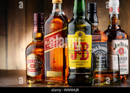 Bottle of Chivas Regal and Jack Daniel's whiskey on the Bottle of Chivas Regal and Jack Daniel's whiskey on the
