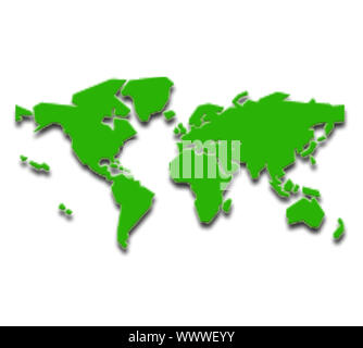 Vector world map isolated over a white background Stock Photo - Alamy