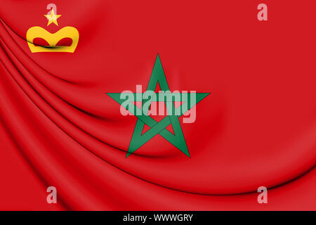3D Civil Ensign of the Morocco. 3D Illustration. Stock Photo