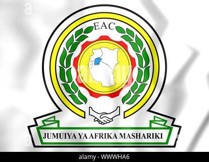 East African Community coat of arms. 3D Illustration. Stock Photo