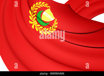 3D Flag of Kedah State, Malaysia. 3D Illustration. Stock Photo