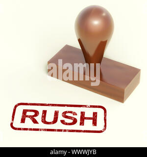 Rush Rubber Stamp Shows Speedy Urgent Express Delivery Stock Photo