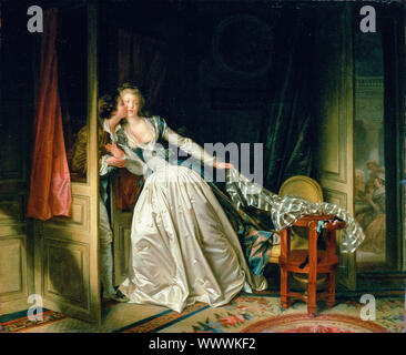 Jean-Honoré Fragonard, painting, The Stolen Kiss, 1785-1790 Stock Photo