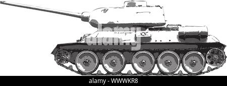 Russian tank T 34 - vector drawing Stock Vector