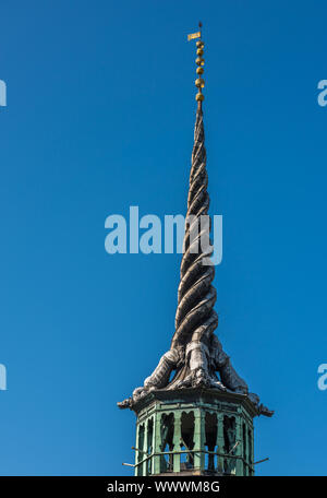 The spire of Borsen, Old Stock Exchange Building in Copenhagen, Denmark Stock Photo