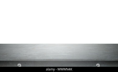 cement shelf table isolated on white backgrounds perspective concrete floor   , gray abstract concrete wall for interior Stock Photo