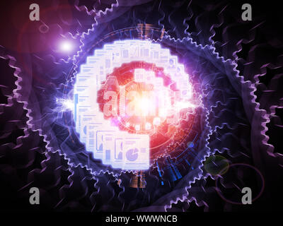 Design composed of document icons, lights and abstract design elements as a metaphor on the subject of document processing, office paperwork, virtual Stock Photo