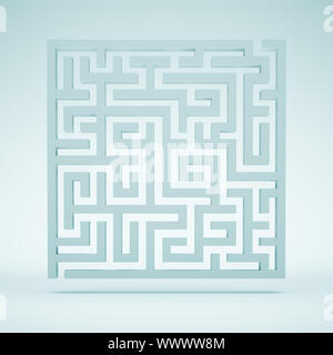 3d Illustration of Blue Abstract Maze Background Stock Photo