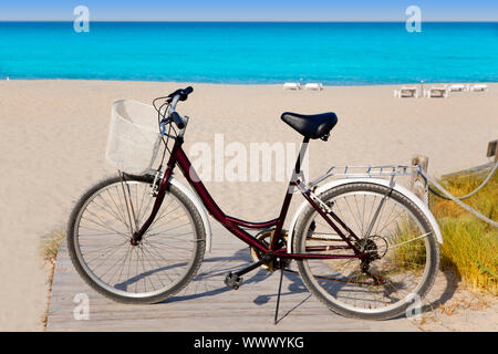 Bicycle in formentera beach on Balearic islands at Levante East Tanga Stock Photo