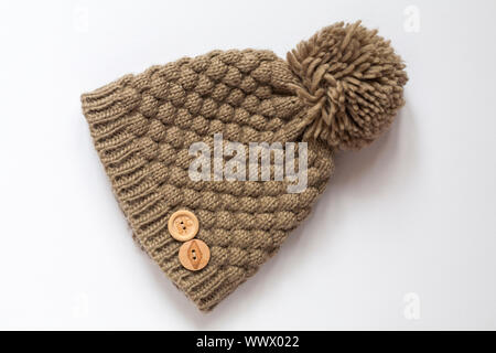 child's chill outs chillouts hat with pompom pom pom isolated on white background Stock Photo