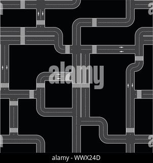 Seamless editable vector texture - urban roads Stock Vector