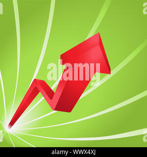 Red arrow departs from a void into the sky Stock Photo