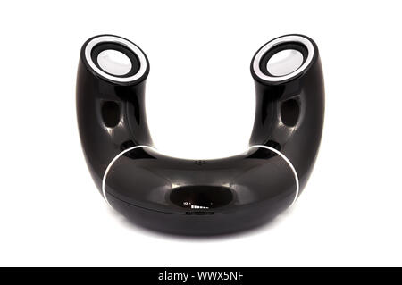 speakers in the form of pipes on a white background Stock Photo