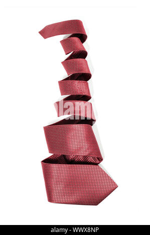 Red silk tie on white background Stock Photo
