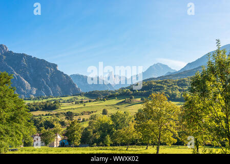 The Picos de Europa, a mountain range 20 km inland from the northern coast of Spain Stock Photo