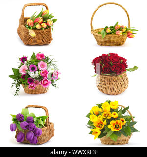 collage of six photos of bouquets of flowers Stock Photo