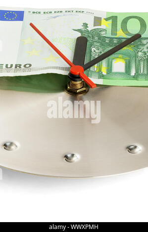 clock and euro bills Stock Photo