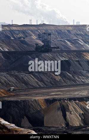 brown coal surface mining with stacker, Garzweiler, Juechen, North Rhine-Westphalia, Germany, Europe Stock Photo