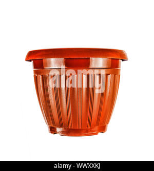 Brown flowerpot isolated on white background, Stock Photo
