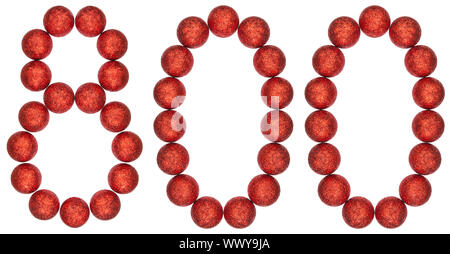 Numeral 800, eight hundred, from decorative balls, isolated on white background Stock Photo