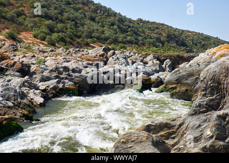 Pulo do Lobo or wolf's leap waterfall and cascade on river Guadiana, Alentejo, Portugal Stock Photo