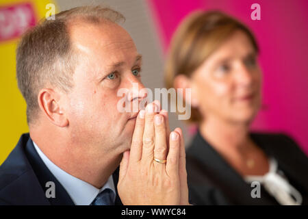 Duesseldorf, Germany. 16th Sep, 2019. Joachim Stamp, NRW Minister for Family and Integration and Chairman of the FDP NRW, speaks at a press conference of the FDP NRW. The FDP has commented on its work in the state government. Credit: Marius Becker/dpa/Alamy Live News Stock Photo