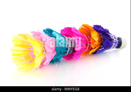 shuttlecocks for the badminton game isolated over white Stock Photo