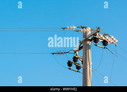 high voltage pylon. Transportation of high voltage electricity Stock Photo