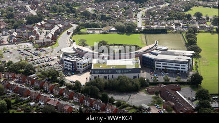 aerial view of Cheshire College South & West - Crewe Campus, Crewe, Cheshire, UK Stock Photo