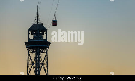 A picture of one of the Port Cable Car towers captured at sunset Stock ...