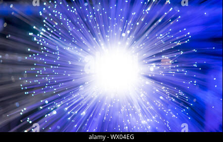 optical, fiber optics, fiber threads for ultra fast internet communications, thin light threads that move information at high sp Stock Photo