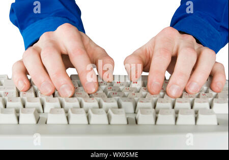 Fingers type a text on the computer keyboard Stock Photo