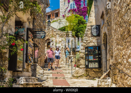 The medieval village of Eze, Alpes Maritimes, Provence Alpes Cote D'Azur, French Riviera, France, Mediterranean, Europe Stock Photo