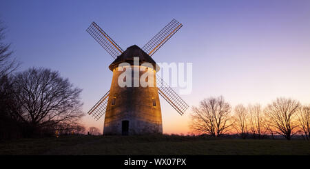 mill Egelsberg at sunset, Krefeld, Lower Rhine, North Rhine-Westphalia, Germany, Europe Stock Photo