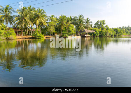 Large scenic coastal lagoon at Rekawa close to the small town Tangalle, Sri Lanka Stock Photo