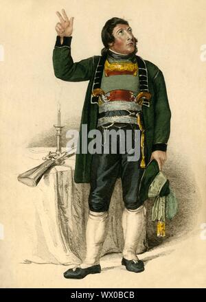 'Commandant Schoenecher', 1809. Portrait of a man in Austrian costume, with pistols tucked into his waistband. Stock Photo