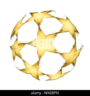 Football ball made of beer splashes in the shape of a UEFA logo isolated on white background Stock Photo