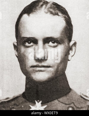 Manfred Albrecht Freiherr von Richthofen, 1892 –1918, aka the 'Red Baron'.  Fighter pilot with the German Air Force during World War I.  From The Pageant of the Century, published 1934. Stock Photo