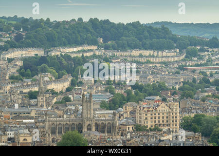 Aerial vista over Bath from Alexandra Park, Bath, Somerset, England, United Kingdom, Europe Stock Photo