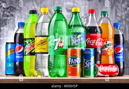 Bottles of global soft drink brands including products of Coca Cola ...