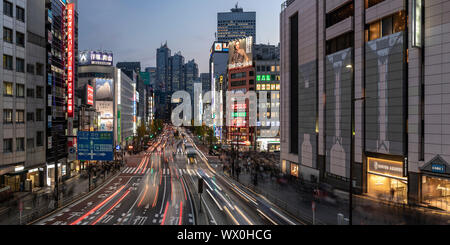 Panoramic of the Shinjuku area of Tokyo at night, Japan, Asia Stock Photo