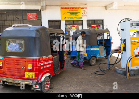 Fuel station in Bandarawela in the hill country of Sri Lanka Stock Photo