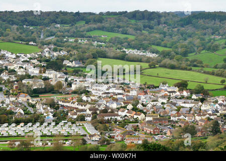 View over Lyme Regis in Dorset. Stock Photo