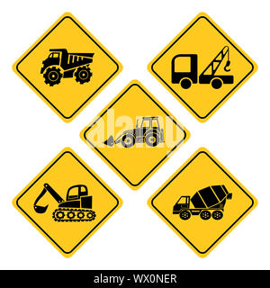 Heavy trucks road sign collection Stock Photo