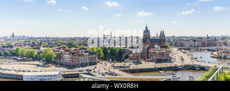 High angle view of central Amsterdam, North Holland, The Netherlands, Europe Stock Photo