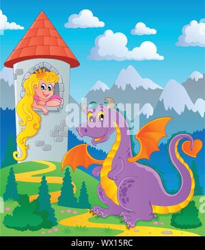 Illustration of princess in tower waiting for Prince Stock Vector Image ...