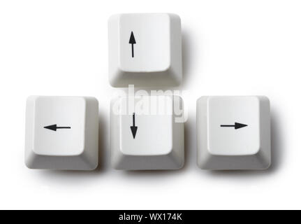 The four keyboard arrow keys on a white background Stock Photo