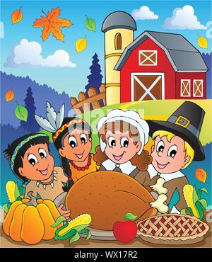 Thanksgiving pilgrim theme 4 Stock Vector